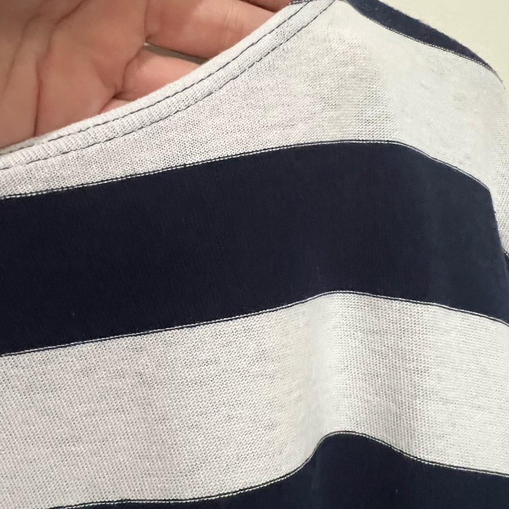 🦞J. Crew Navy and White Striped Slub Knit Sweater Tee Size Small Nautical Beach - Picture 6 of 6